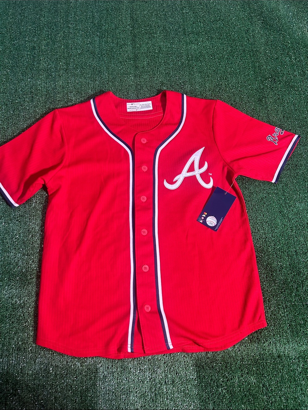 Kids Red Atlanta-Inspired Button-Up Baseball Jersey